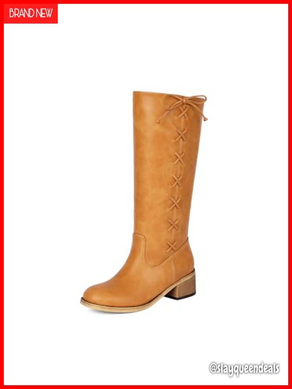 Women's Knee High Riding Boots Side Zip Round Toe Faux Leather Low Heel